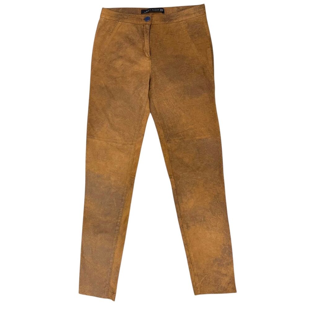 Zara Faux Suede Pants Womens Size XS Tan Brown Trousers